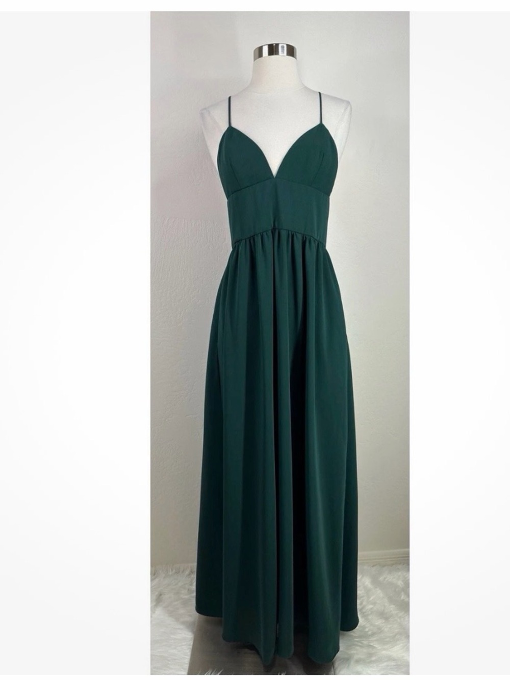 NBD Spaghetti Strap FORMAL Maxi Dress in Dark Green